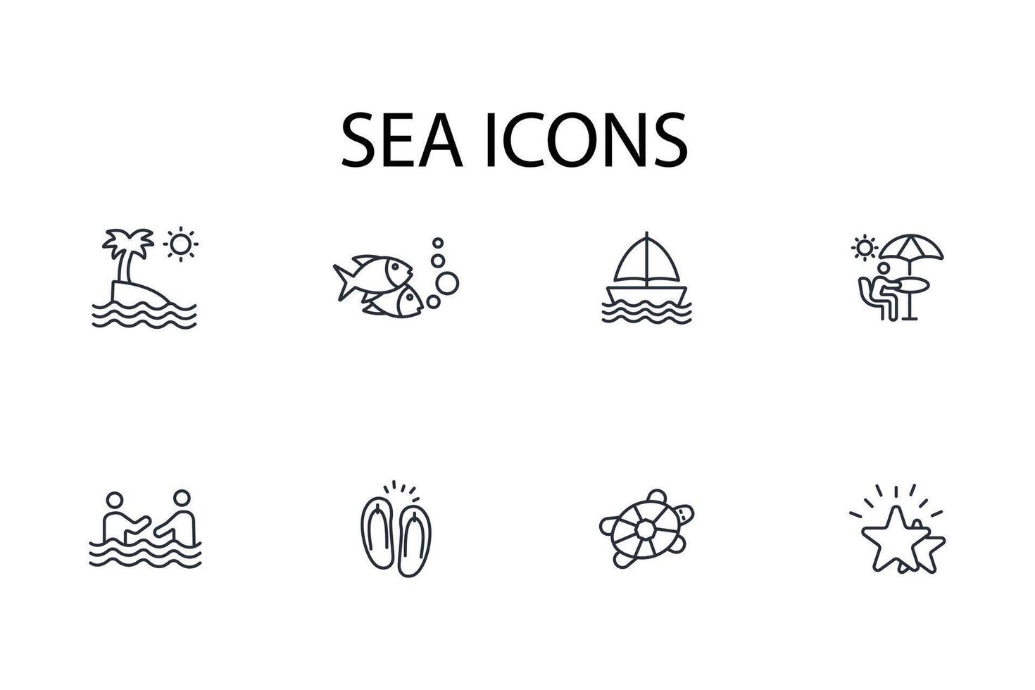 Sea icon. .Editable stroke.linear style sign for use web design,logo.Symbol illustration. vector