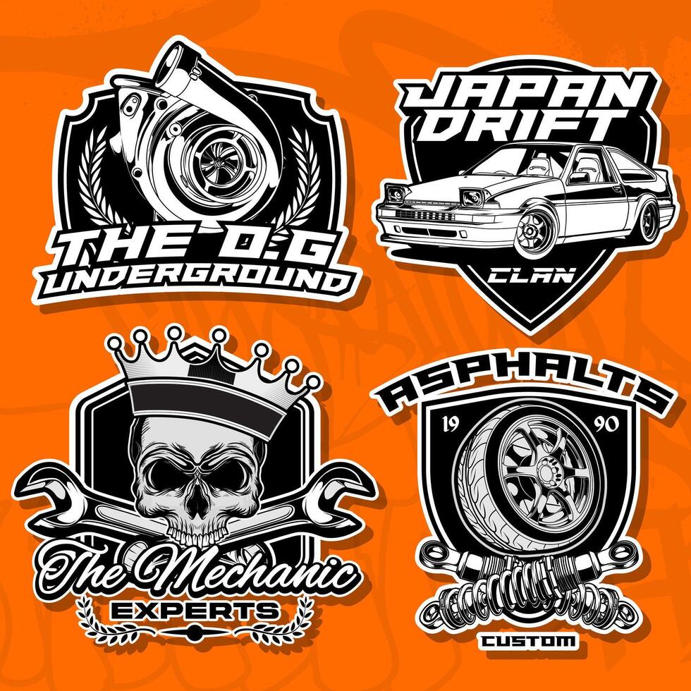 Racing Car Badge Illustrations. Race Logo Badge vector