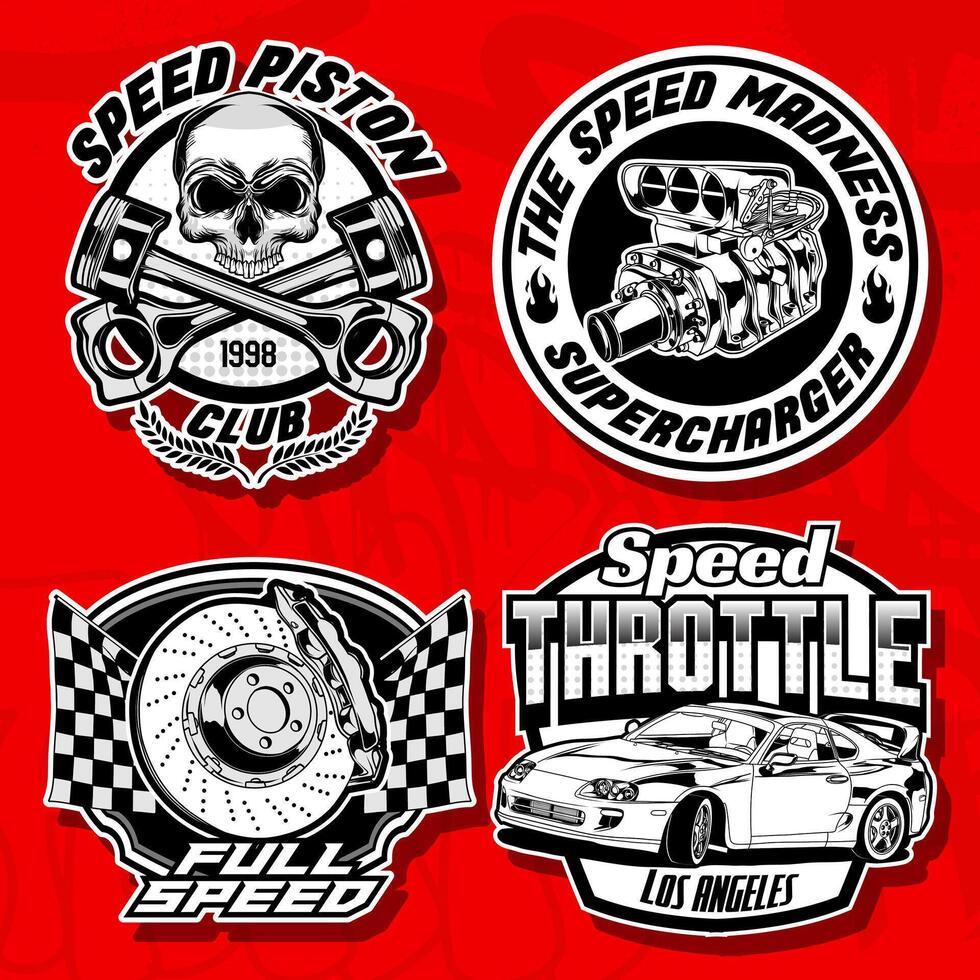 Racing Car Badge Illustrations. Race Logo Badge vector
