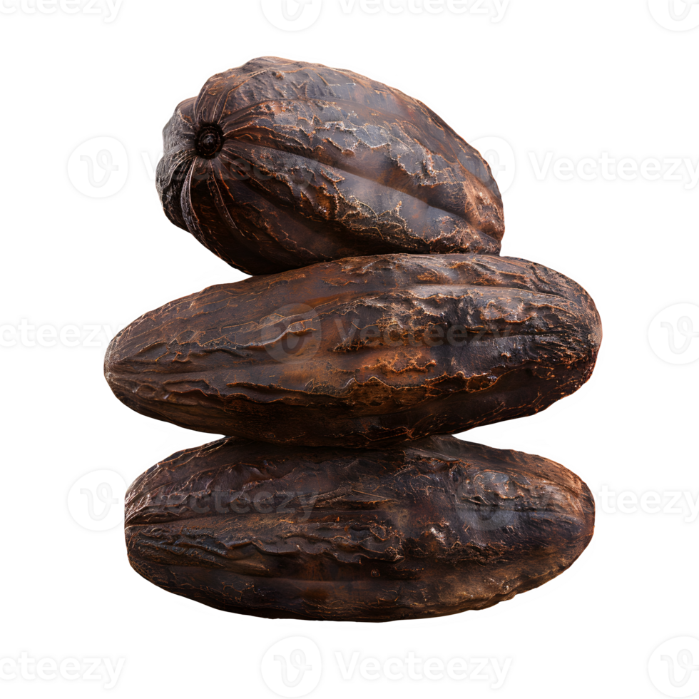 Isolated pile of brown roasted coffee beans for a dark cup of beverage isolated on a transparent background png