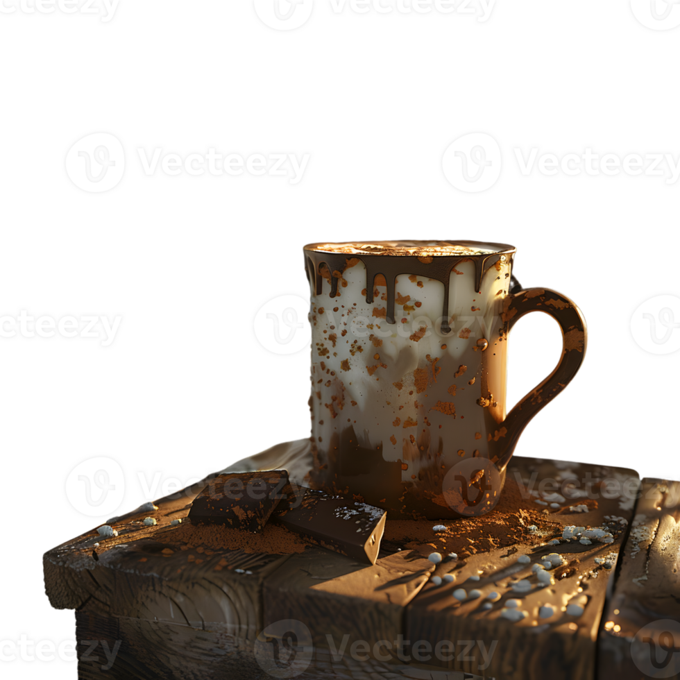 a cup of hot chocolate on table isolated on transparent background png