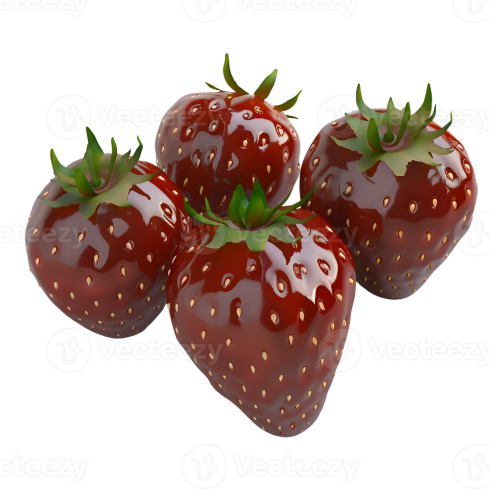 A ripe red strawberry sits isolated on transparent background png