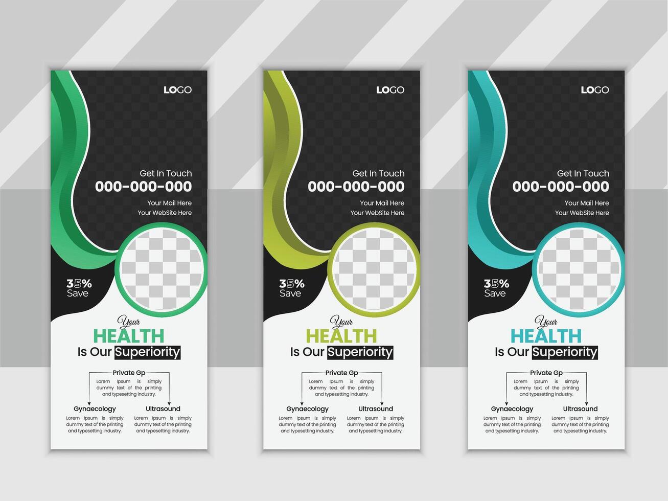 Modern Medical Rack Card Or DI Flyer Design Template vector