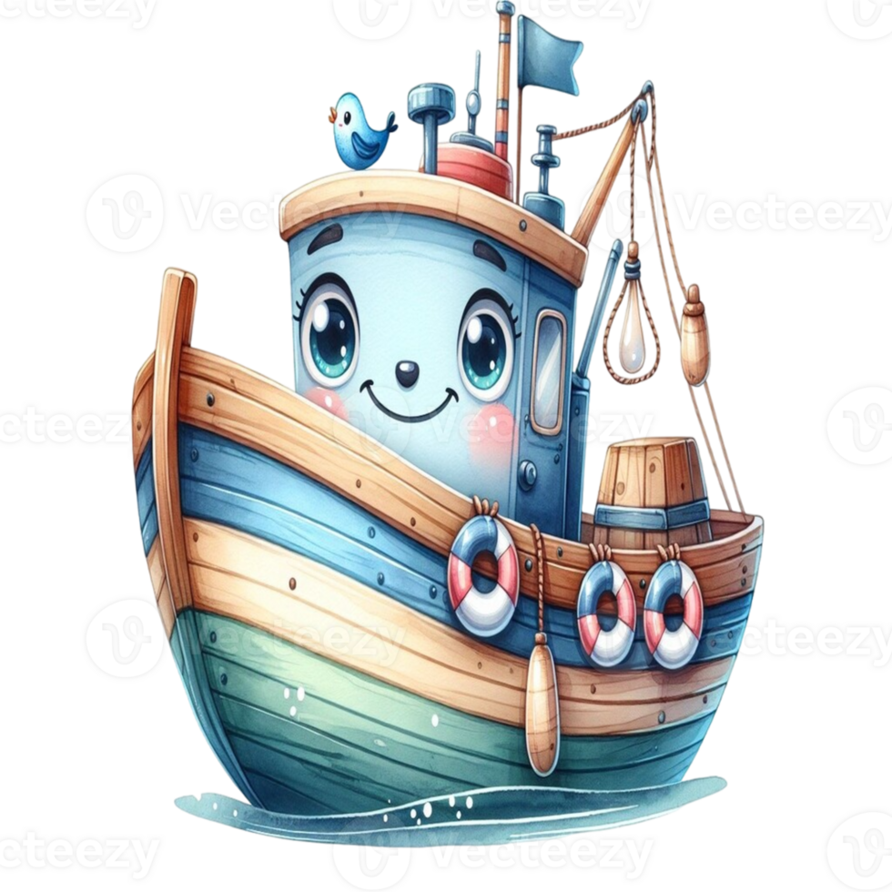 aigenerated boat with blue png
