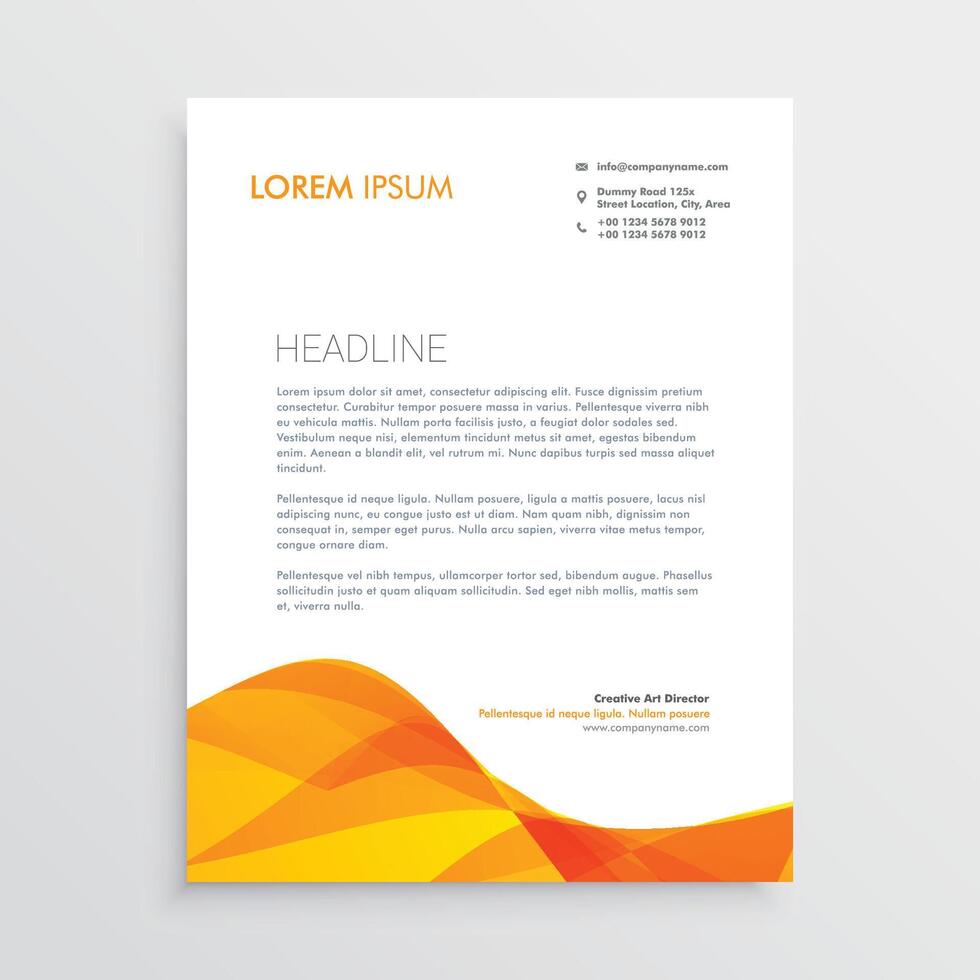 orange business letterhead design template vector