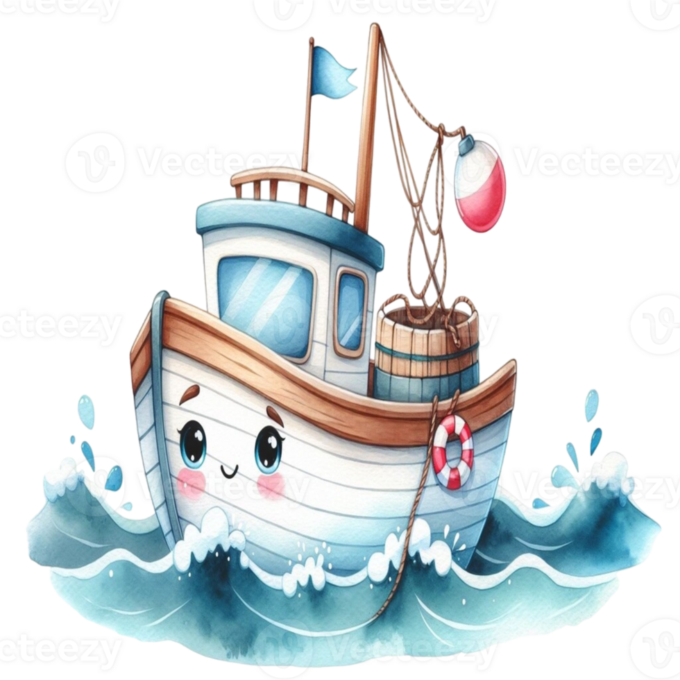 aigenerated boat with blue png