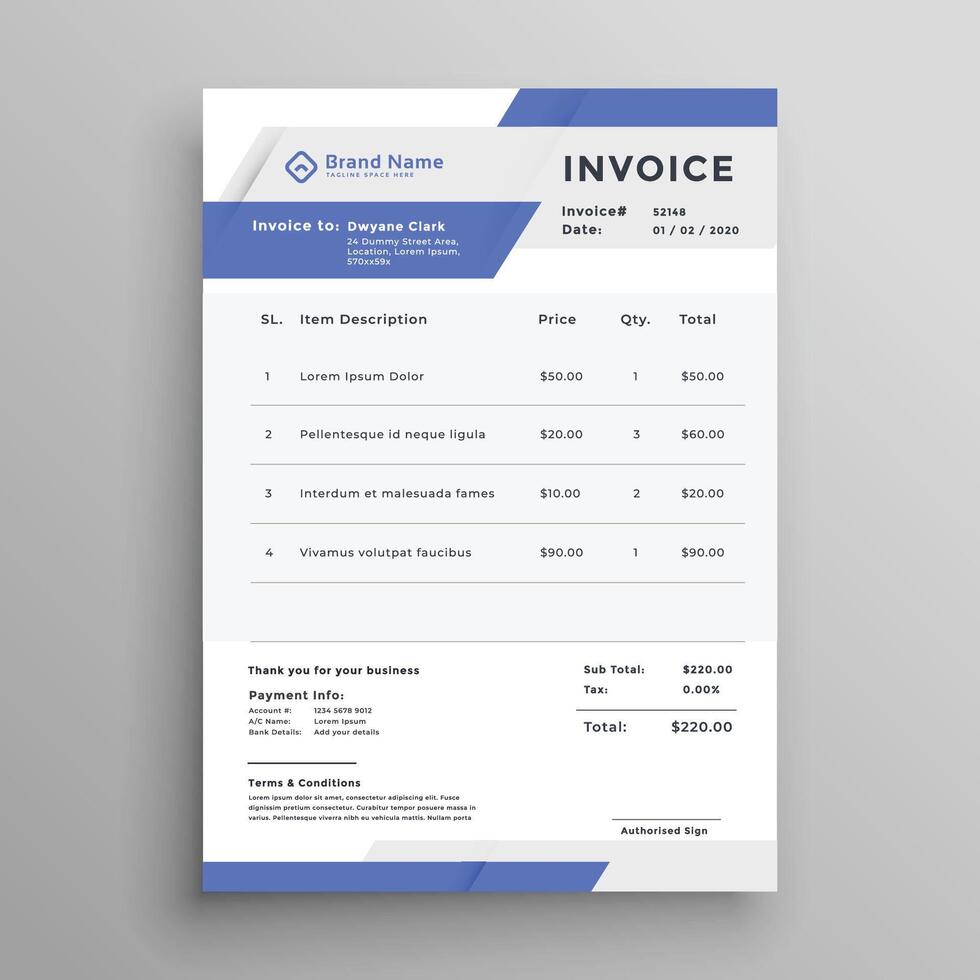 business invoice template design vector