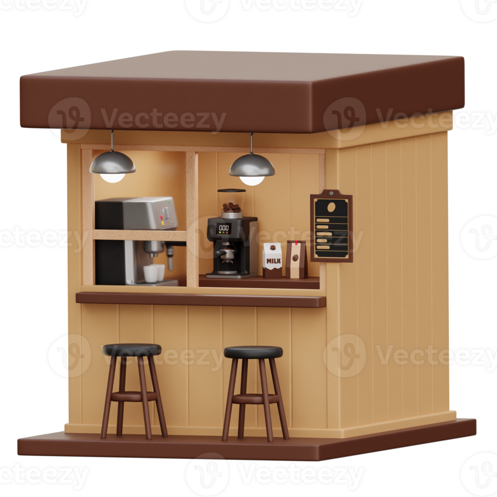 café magasin 3d illustration png