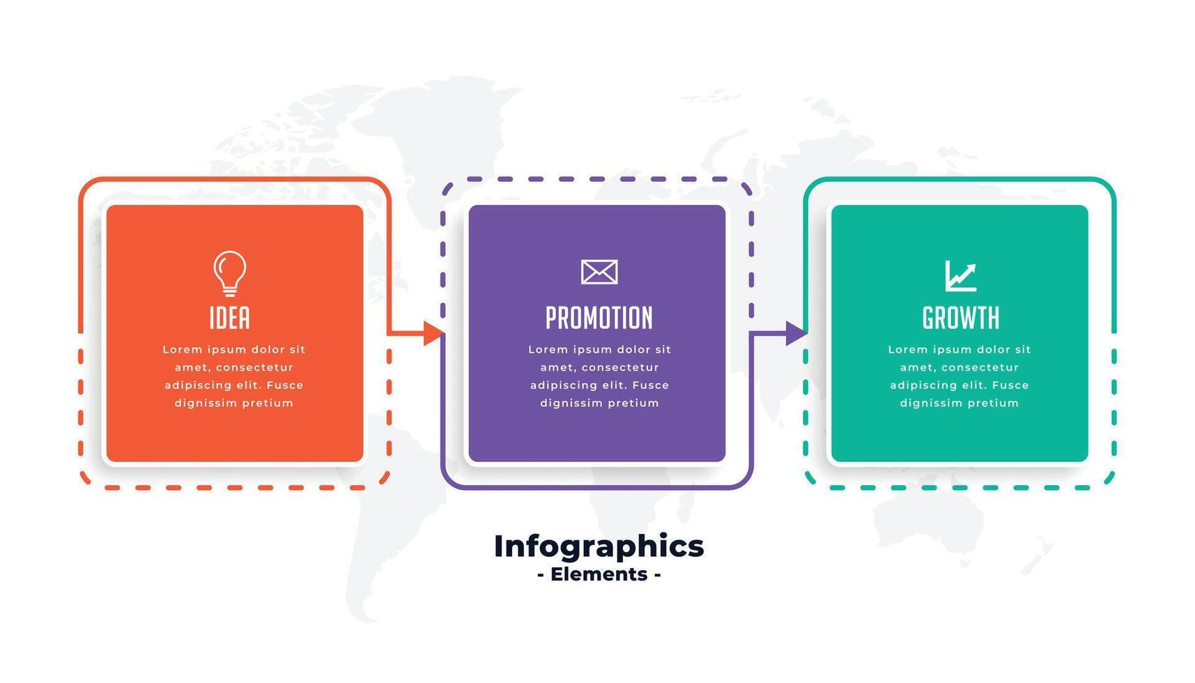 three steps business infographics template design vector