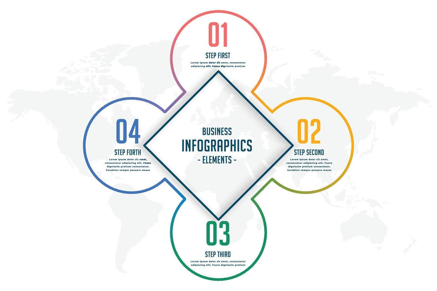 four steps line style infographic template vector