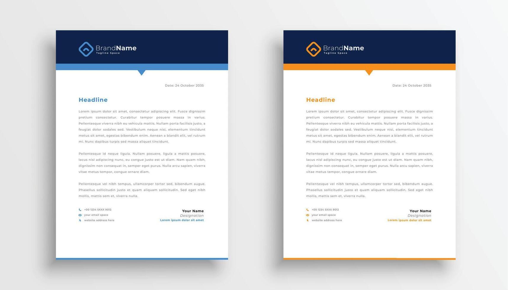 azul y naranja oficial corporativo membrete diseño para presentación vector