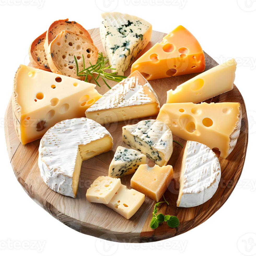 different types of cheese, neatly arranged on a cheeseboard png