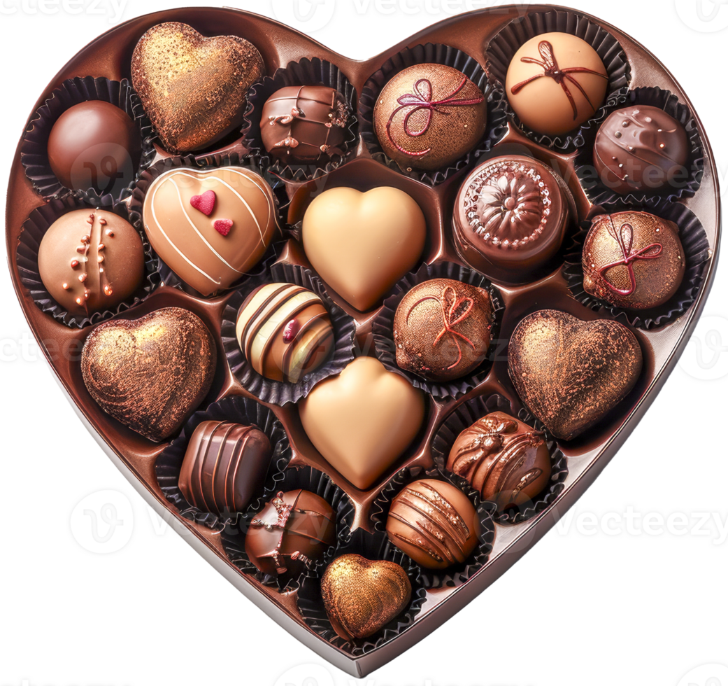 Assorted Chocolates in a Heart-Shaped Box png