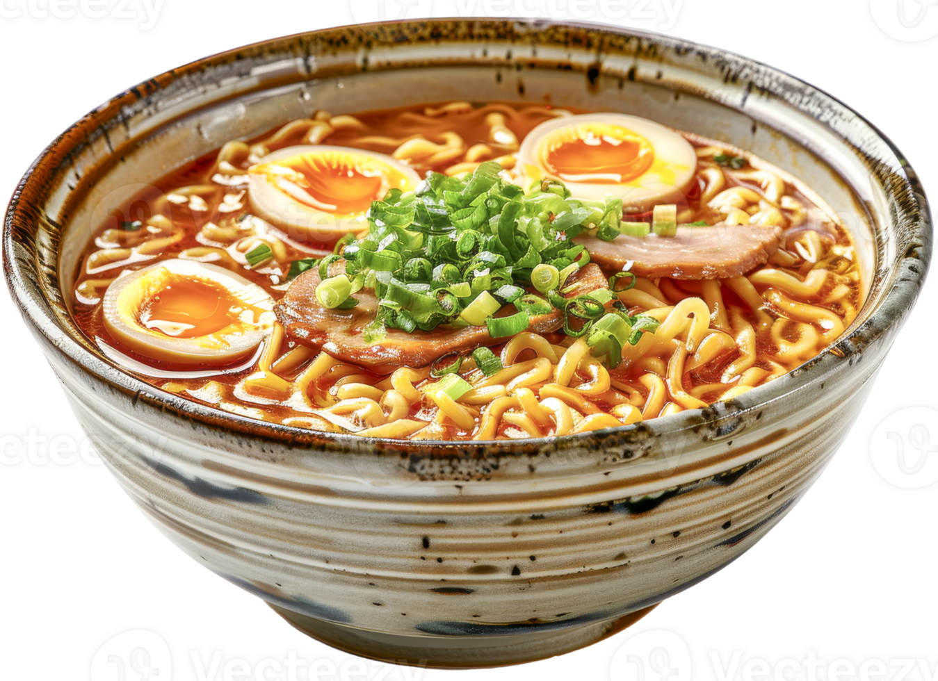 Traditional Spicy Ramen Bowl with Egg and Mushrooms png