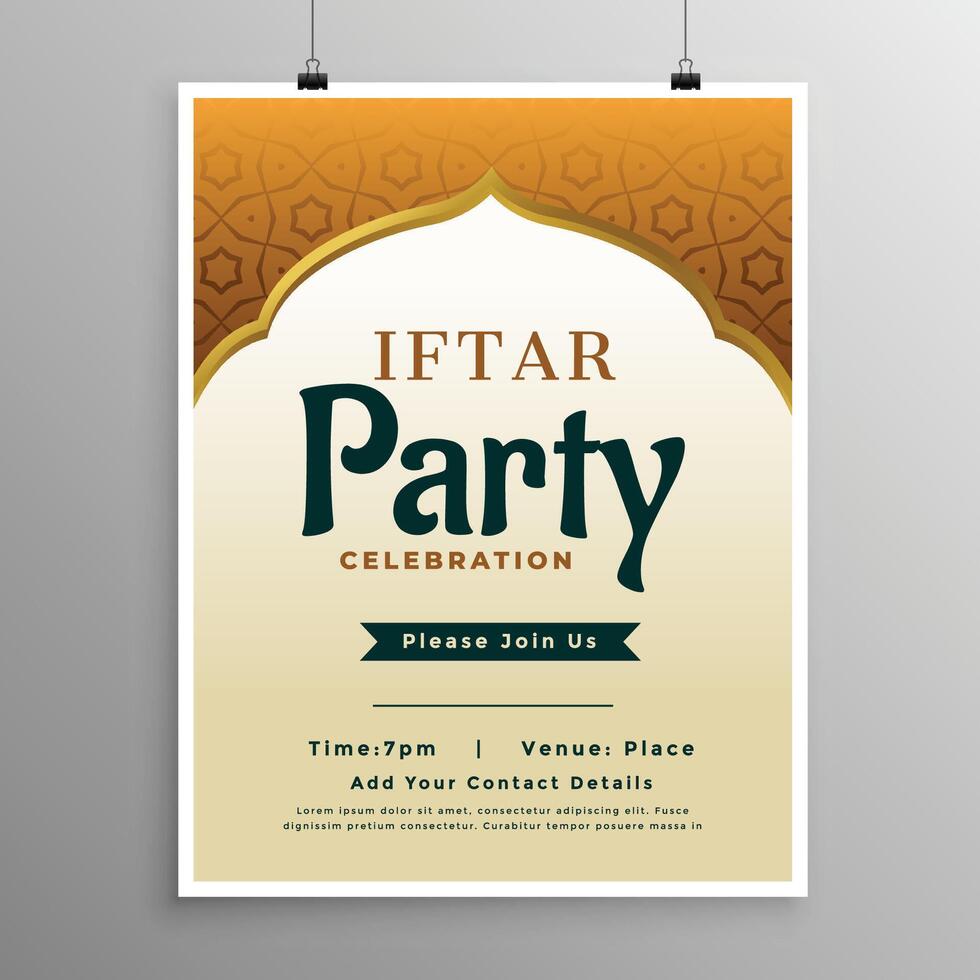 islámico bandera diseño con iftar fiesta invitación vector
