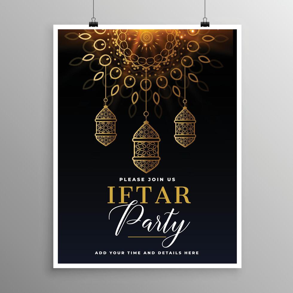 decorativo iftar fiesta invitación tarjeta diseño vector