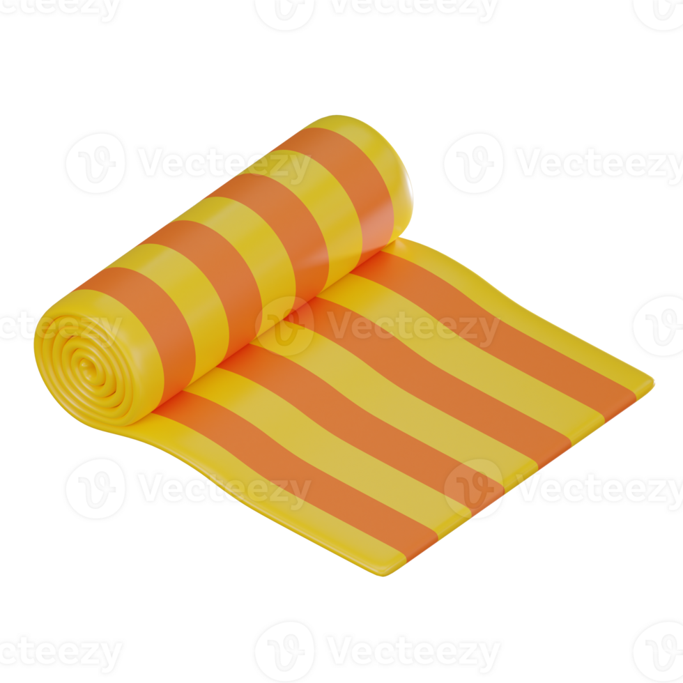 Relaxing Beach Towel and Mat. 3D Render png