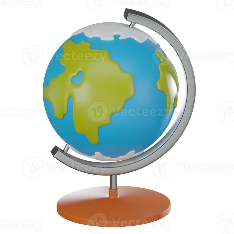 Travel Globe Icon for Adventure Explorations. 3D Render png