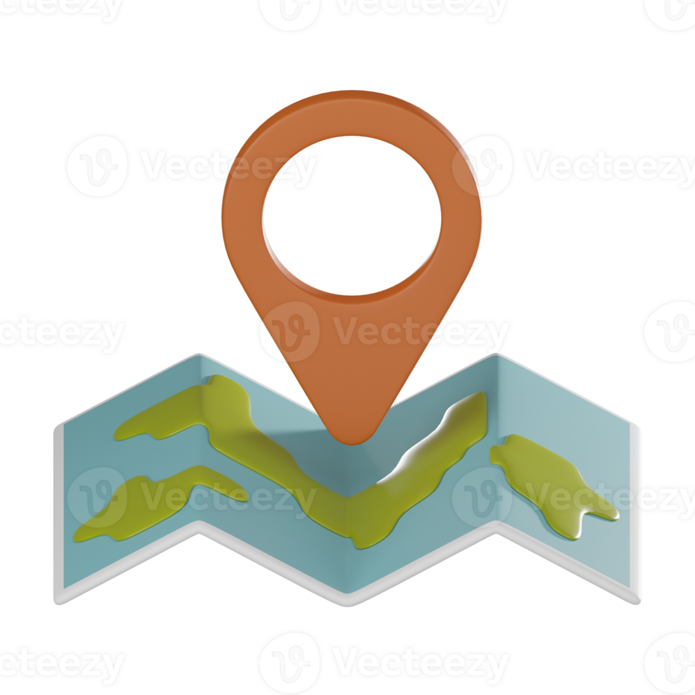 3d mapa PIN ícone para viagem e navegação. 3d render png