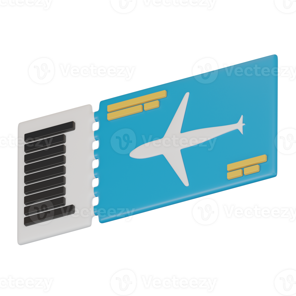 Passenger Plane Ticket and Boarding Pass. 3D render png