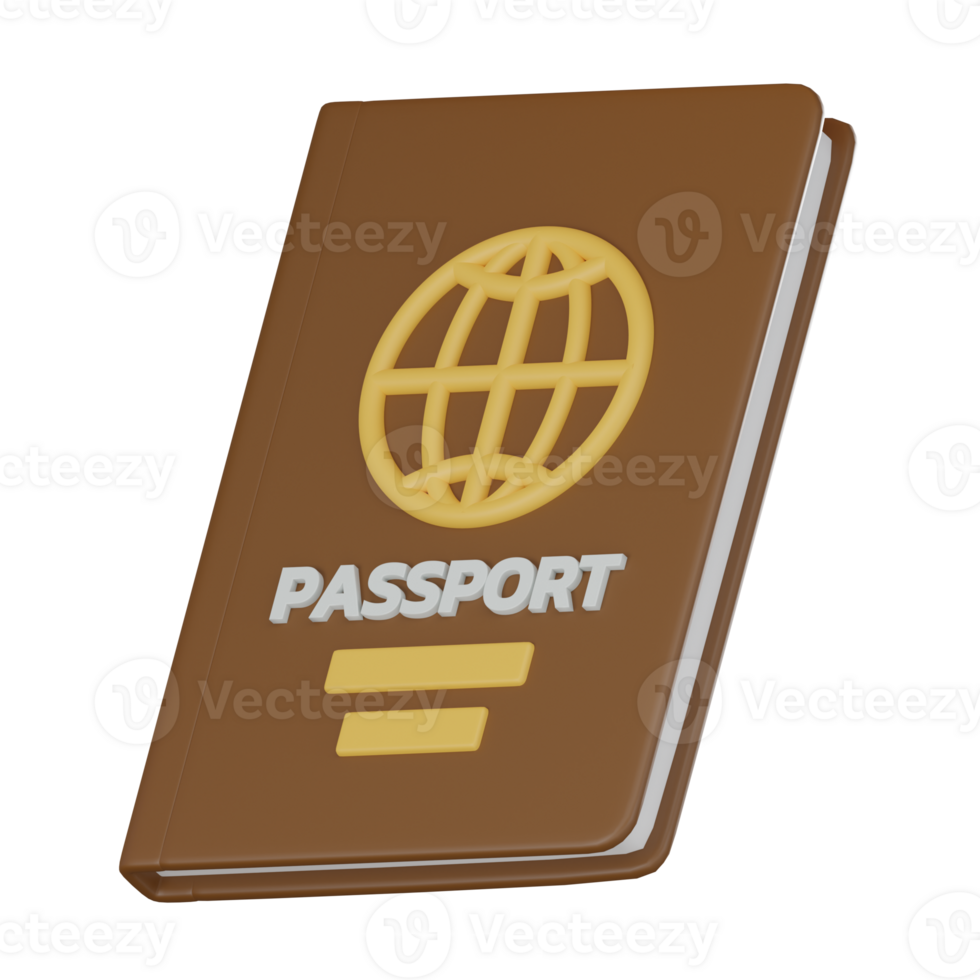 3D Icon of Passport and Holiday Essentials for Leisure Travel. 3D Render png