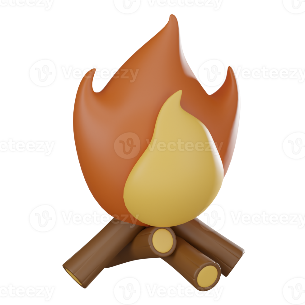 Cozy Campfire, 3D Icon of Bonfire in Nature Setting. 3D Render png