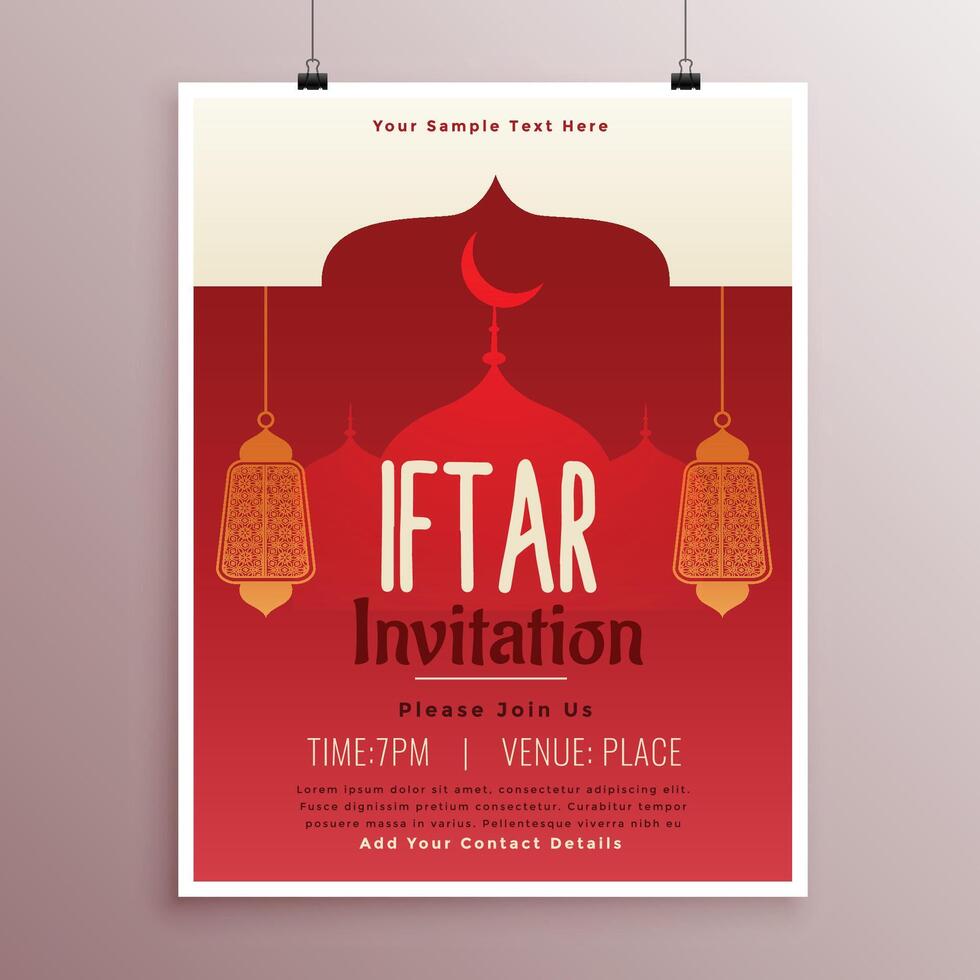 islamic iftar party template design vector