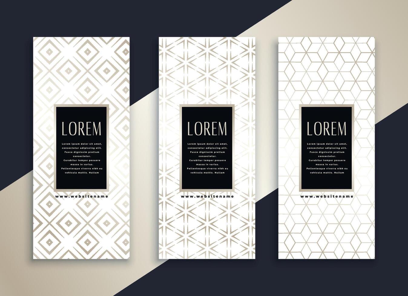 white vertical clean banners set with minimal pattern vector