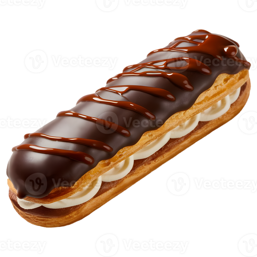 French eclair pastry isolated on transparent background png