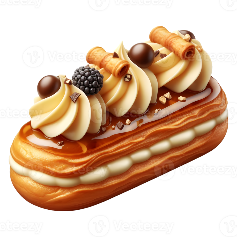 Französisch Eclair Gebäck isoliert auf transparent Hintergrund png