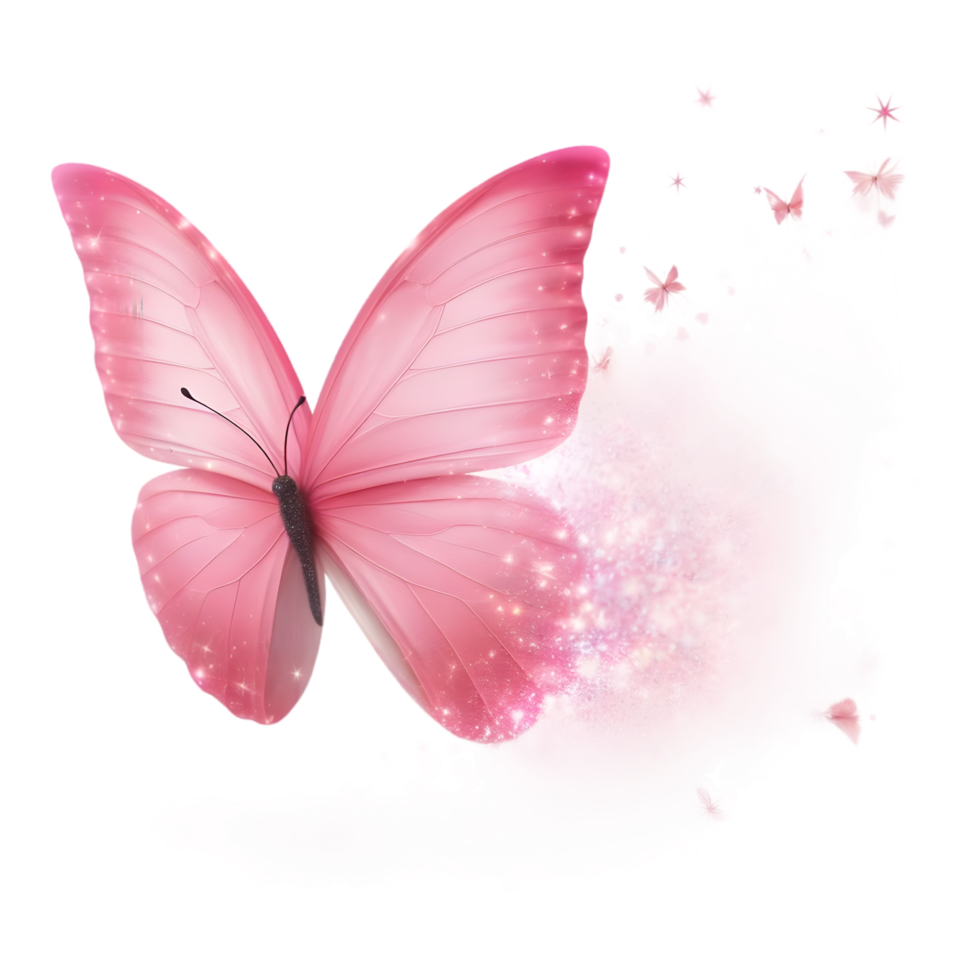 Coquette Pink Butterfly in mid-flight Sublimation Clipart png