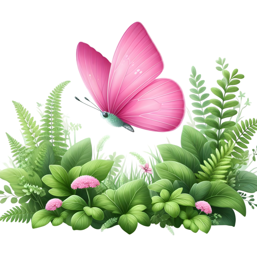 Coquette Pink Butterfly in mid-flight Sublimation Clipart png
