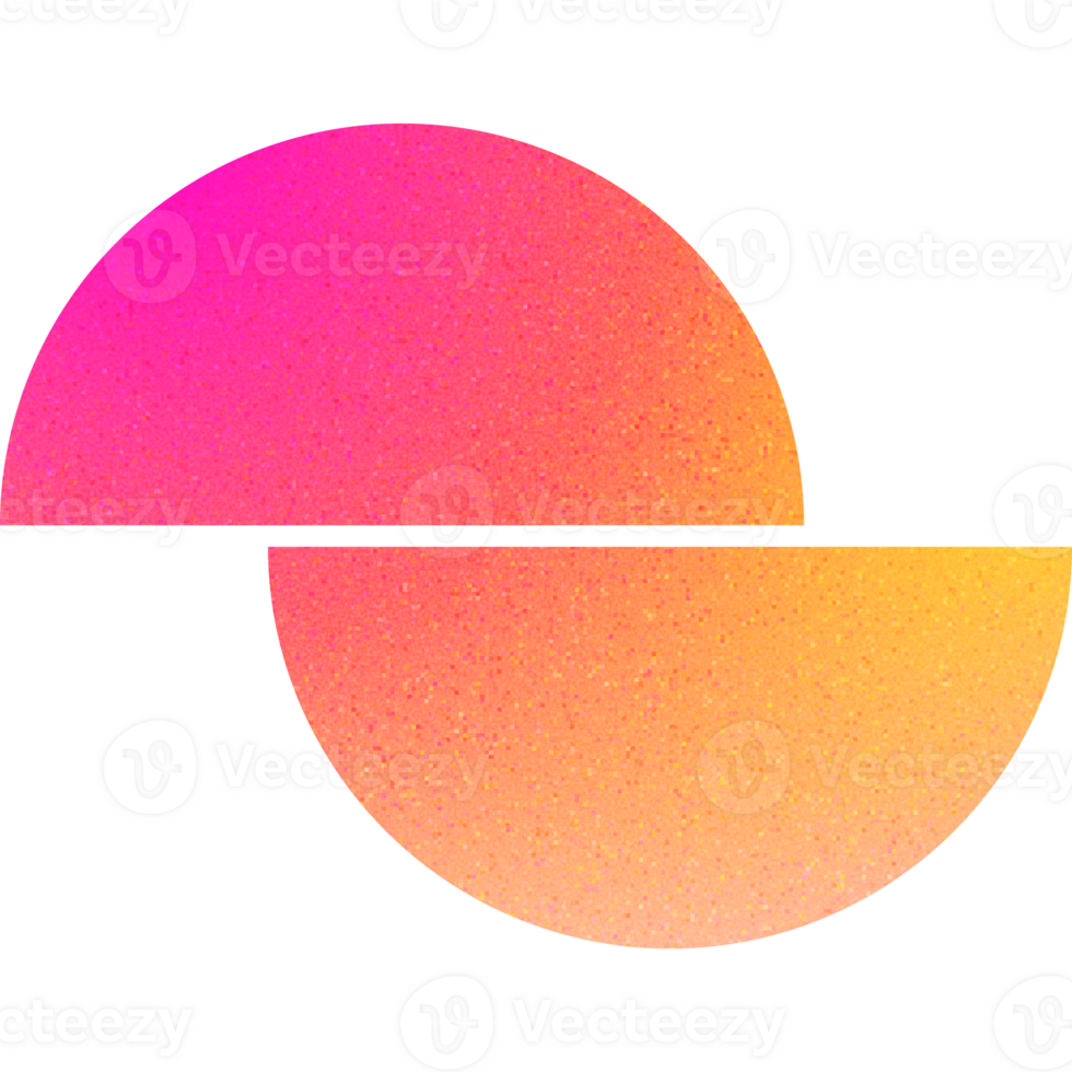 Cool Shape Bisected Circle Dual Halves Overlapping Split Circle Gradient with Noisy Effect Bold for Sports Team Logos png