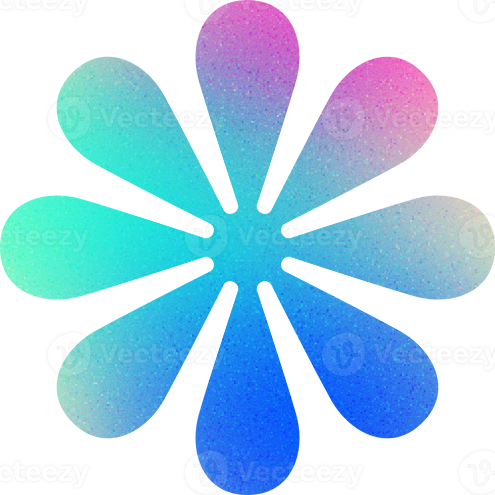 Cool Shape Extended Arms Starburst Dynamic Symmetric Form Pinwheel Flower Gradient with Noisy Effect Whimsical for Party Invitations png