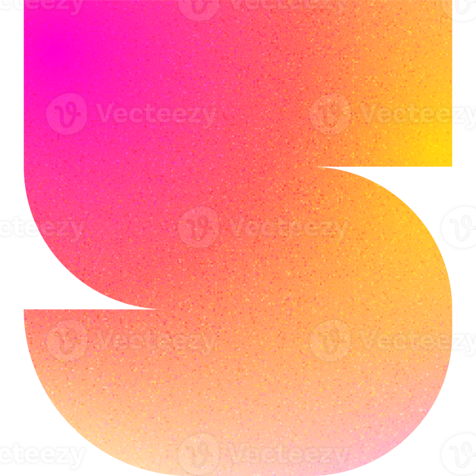 Cool Shape Rounded Smooth Curved Number Five 5 Gradient with Noise Effect png