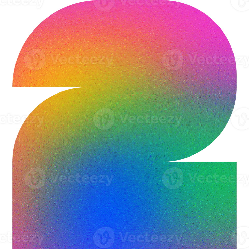 Cool Shape Curved Elegant Fluid Number Two 2 Gradient with Noise Effect png