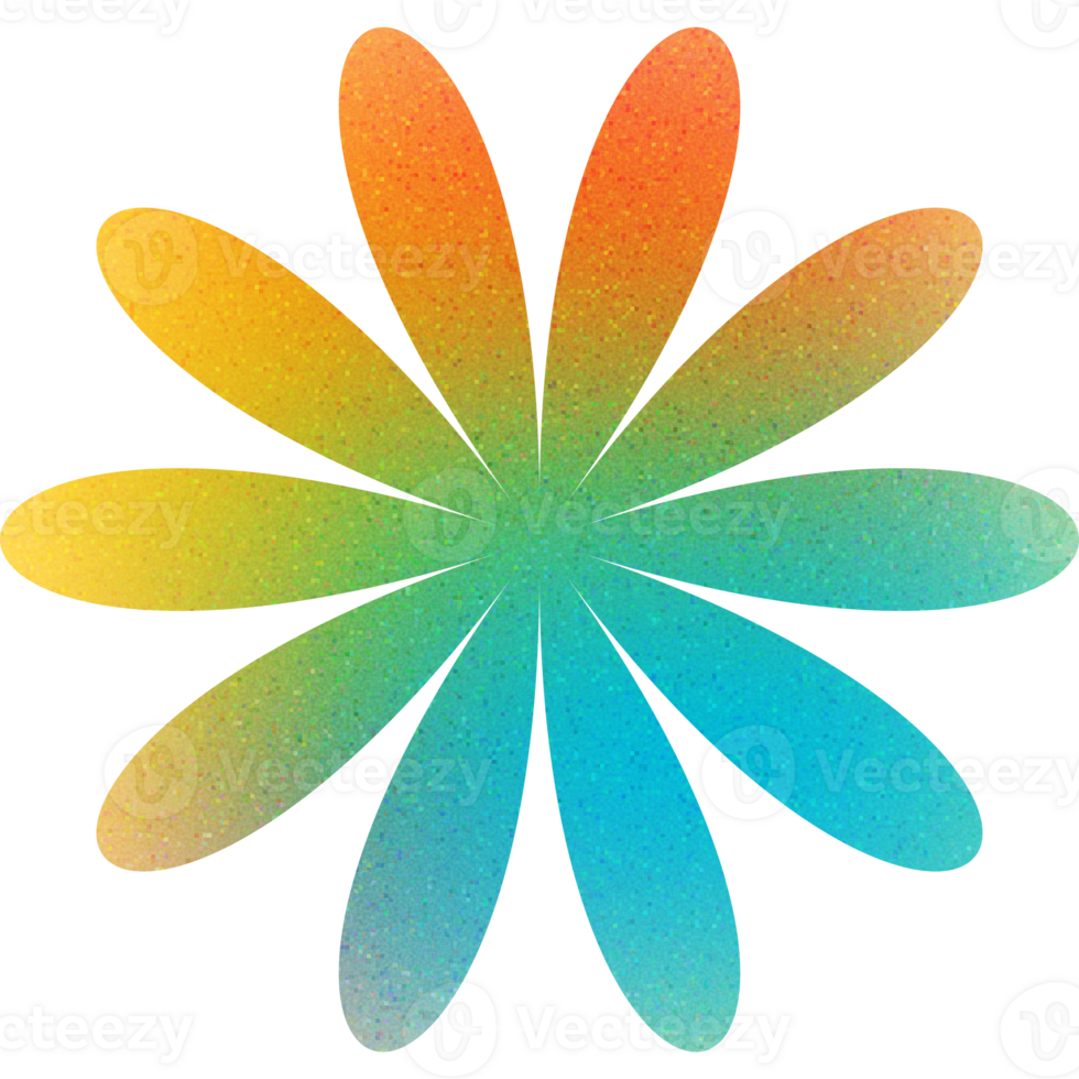Cool Shape Thin Radiating Petals Star Radiant Flower Gradient with Noisy Effect Vibrant for Spring Festivals png
