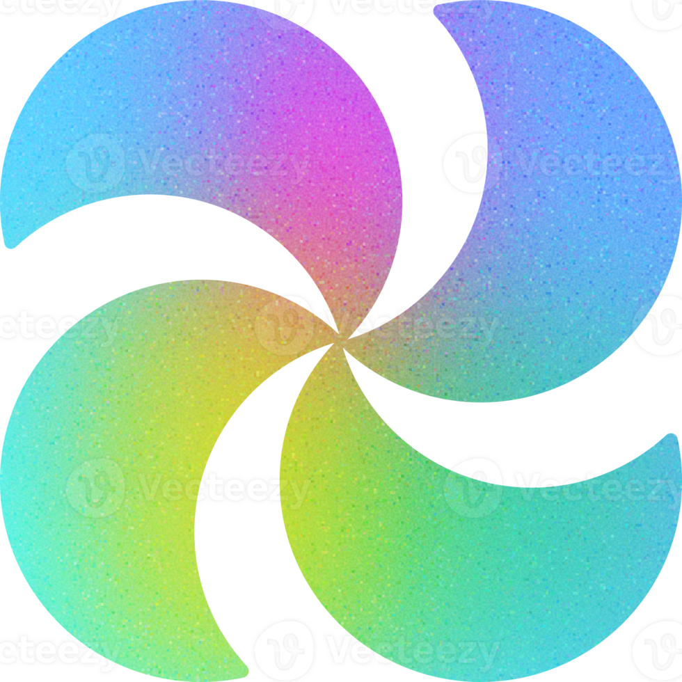 Cool Shape Four Crescent Blades Rotating Symmetry Whirlwind Gradient with Noisy Effect Dynamic for Creative Media png