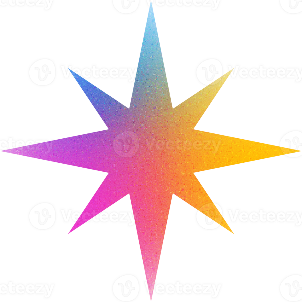 Cool Shape Dynamic Angular Sharp Star Sharp Star Gradient with Noisy Effect Bold for Modern Art Exhibits png