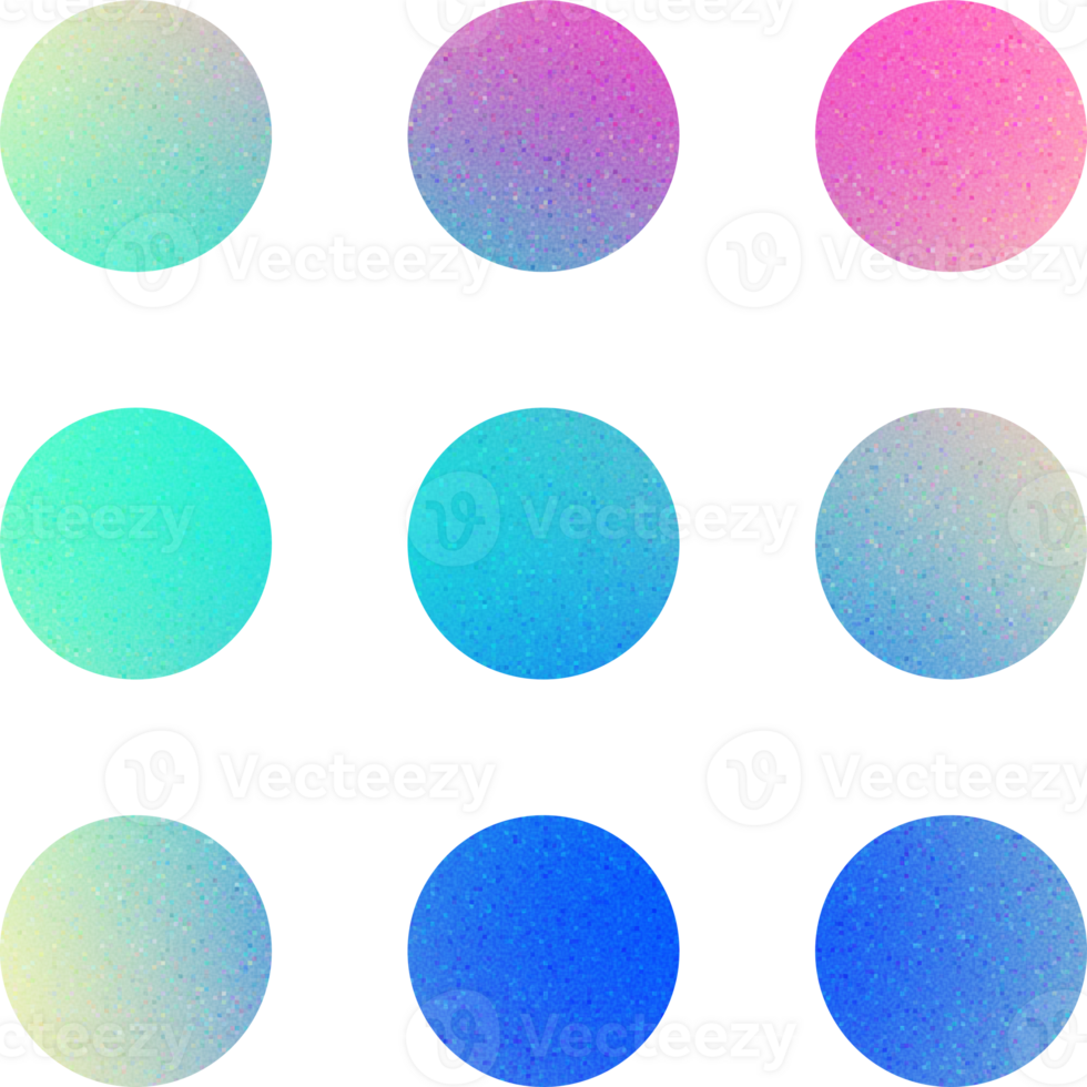 Cool Shape Diverse Circular Array Gradient Spectrum Grid Layout Sparse Circles Gradient with Noisy Effect png