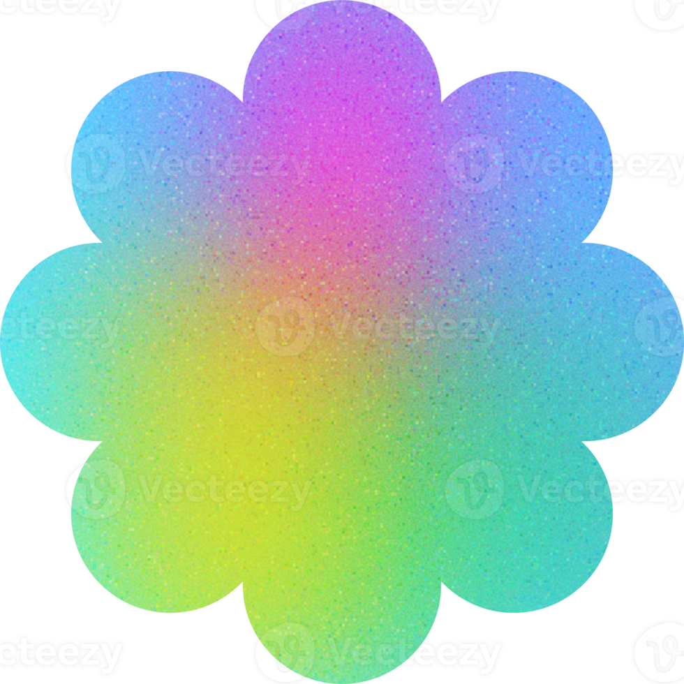 Cool Shape Burst Flower Cloud-like Soft Edges Puffy Rounded Symmetry Gradient with Noisy Effect Energetic for Summer Festival Posters png