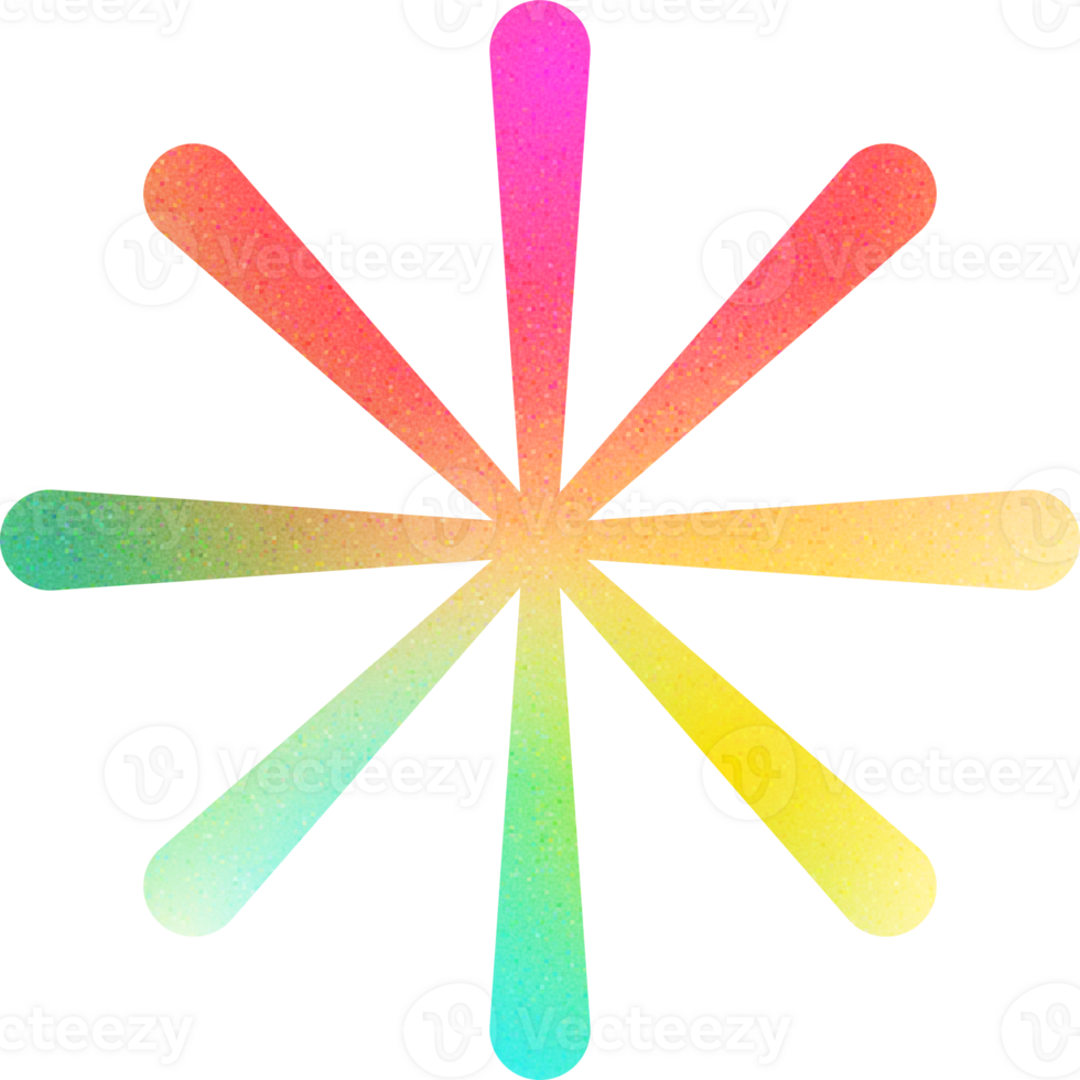 Cool Shape Starburst Rays Soft Blending Multicolor Harmony Colorful Star Gradient with Noisy Effect Playful for Children's Book Illustrations png
