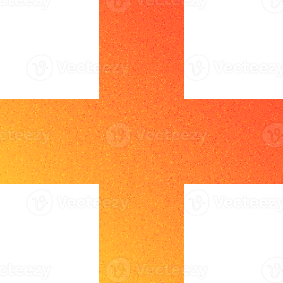 Cool Shape Bold Plus Sign Symmetrical Design Bright Orange Hue Plus Sign Gradient with Noisy Effect Positive for Medical and Healthcare Marketing png