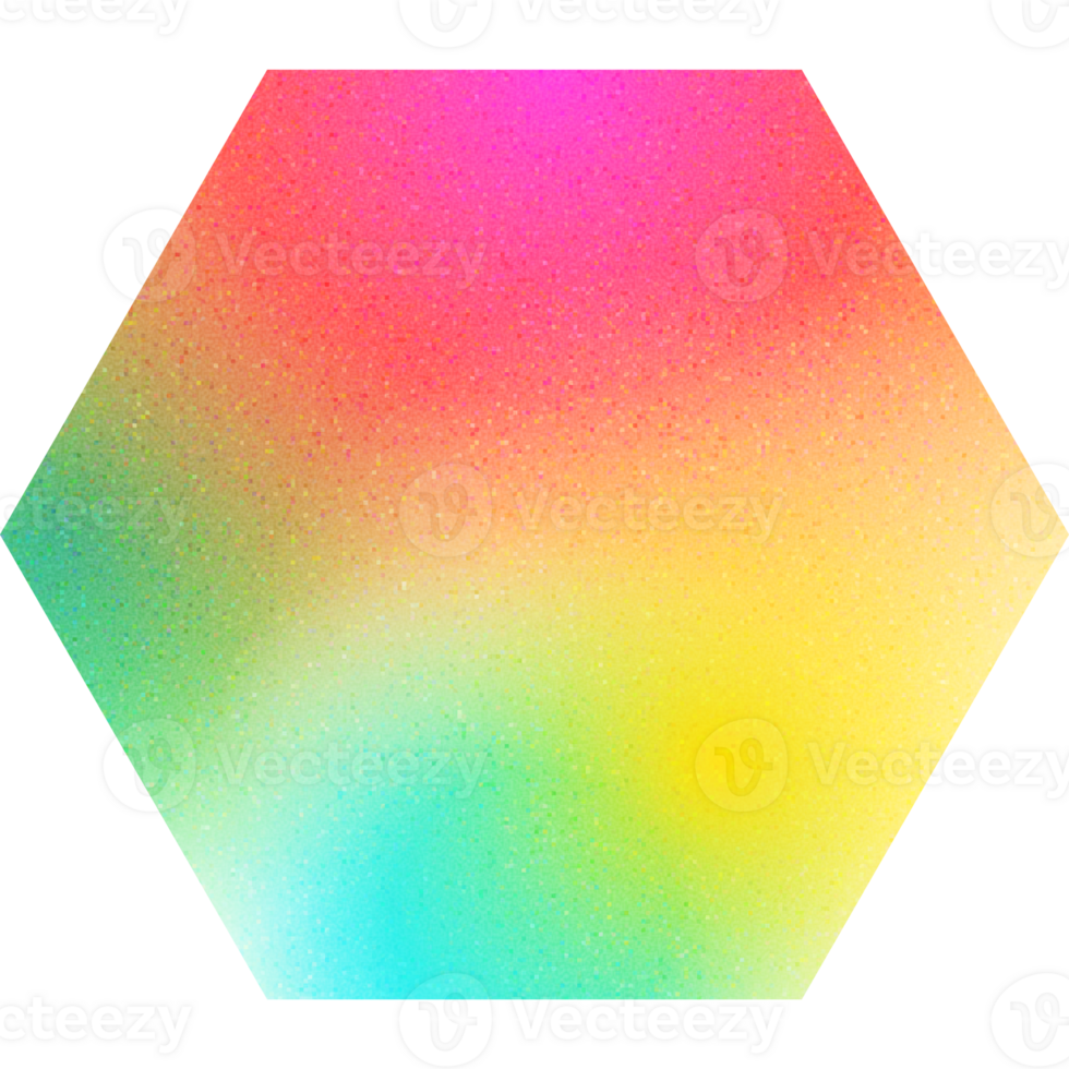 Cool Shape Sharp Angled Symmetric Hexagon Vibrant Hexagon Gradient with Noisy Effect Colorful for Creative Branding png