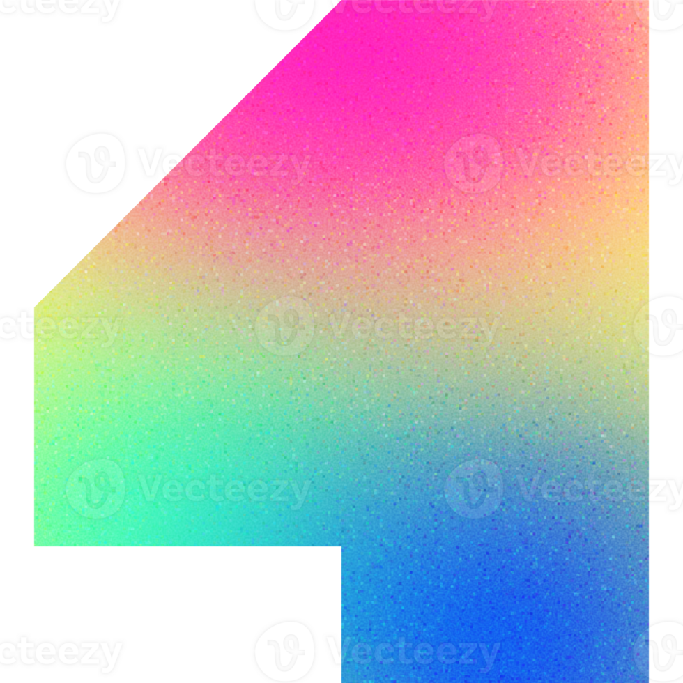 Cool Shape Open Asymmetric Contemporary Number Four 4 Gradient with Noise Effect png