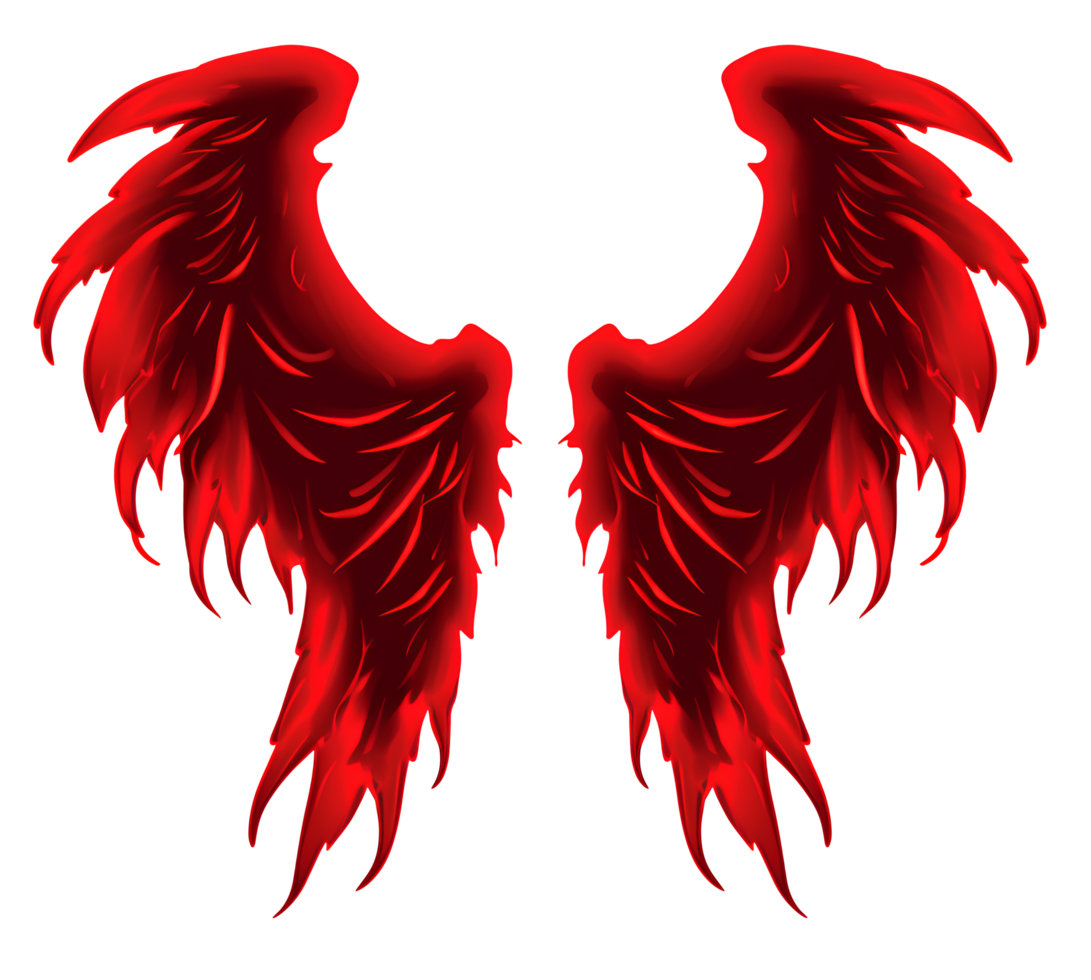 Red evil demon wings isolated on transparent background png