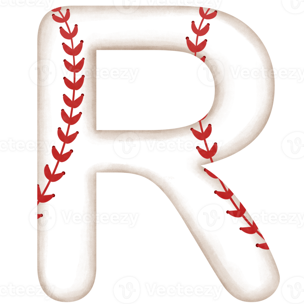 aquarelle base-ball alphabet lettre r clipart illustration. png