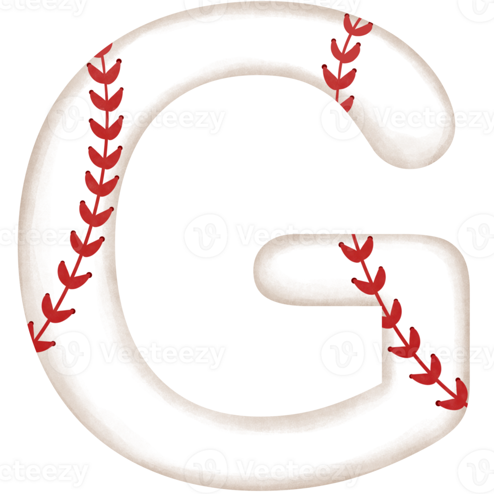 Watercolor baseball alphabet letter g clipart illustration. png