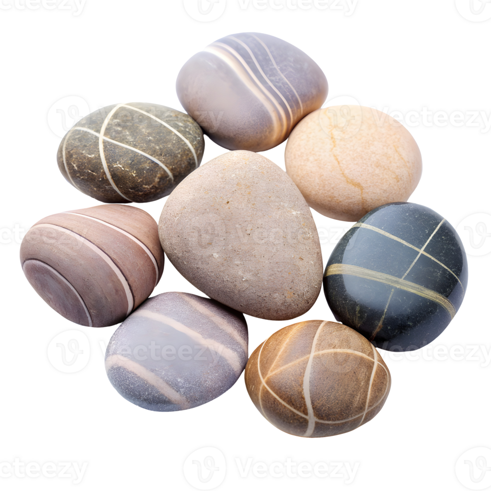 Decorative Garden Stones in Various Shapes Isolated on Transparent Background png