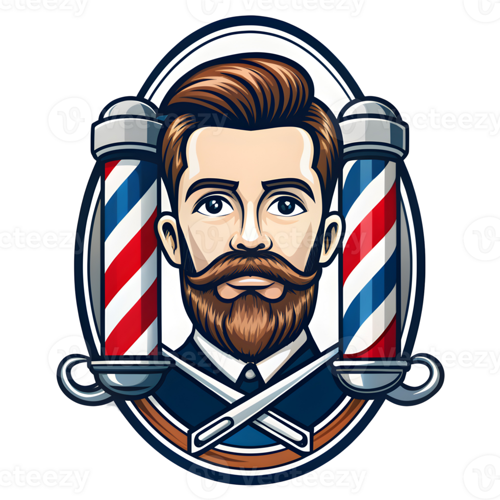 clásico Barbero tienda logo con Clásico estilo en transparente antecedentes png